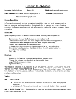Spanish II &ndash;Syllabus