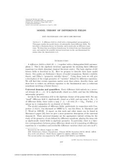 MODEL THEORY OF DIFFERENCE FIELDS Introduction A
