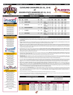Cavaliers` game notes