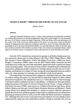 "MAKIN IT RIGHT" THROUGH THE POETRY OF ALF TAYLOR