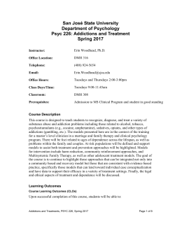 San Jos&eacute; State University Department of Psychology Psyc 226