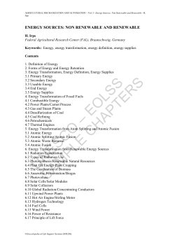 Energy Sources: Non Renewable and Renewable