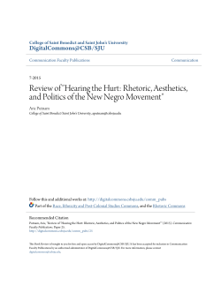Hearing the Hurt: Rhetoric, Aesthetics, and Politics of the New Negro