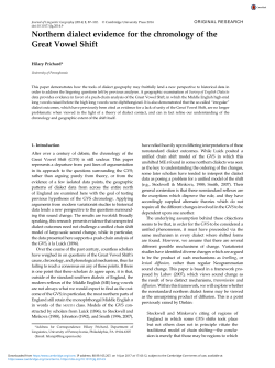 Northern dialect evidence for the chronology of the Great Vowel Shift