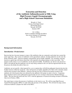 Extraction and Detection of the Antibiotic Sulfamethoxazole in Milk