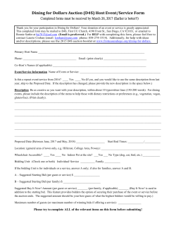 Dining for Dollars Auction (D4$) Host Event/Service Form