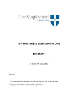 13+ Scholarship Examinations 2015 HISTORY 1 hour 30 minutes