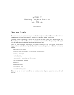 Lecture 10 Sketching Graphs of Functions Using Calculus