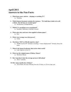 April 2011 Answers to the Fun Facts