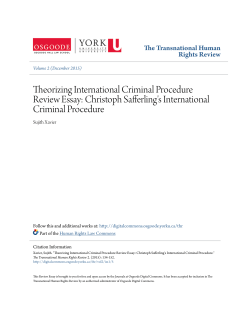 Theorizing International Criminal Procedure Review Essay