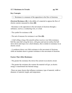 Ch 13.7 Resistance in Ciruits