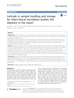 Latitude in sample handling and storage for infant faecal microbiota