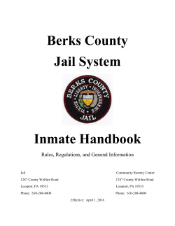BERKS COUNTY JAIL SYSTEM INMATE HANDBOOK