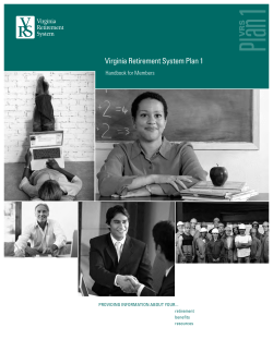 Virginia Retirement System Plan 1 Handbook for Members