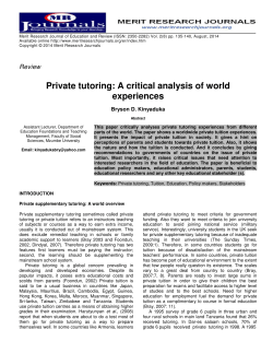 Private tutoring: A critical analysis of world experiences