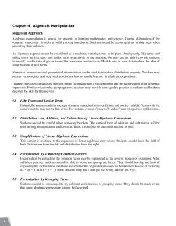 Chapter 4 Algebraic Manipulation