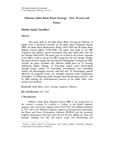 Pakistan: Indus Basin Water Strategy &ndash; Past, Present and Future