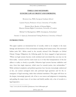 Timely and Necessary: Ecocide Law as Urgent and Emerging