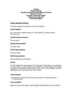 Minutes Regular Meeting Cascadia Community College Board of
