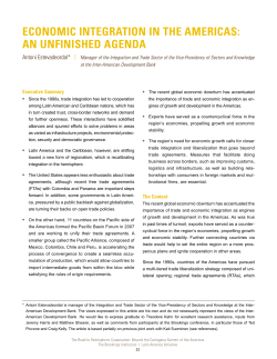 Economic Integration in the Americas: An