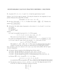 MULTIVARIABLE CALCULUS PRACTICE MIDTERM 1 SOLUTIONS