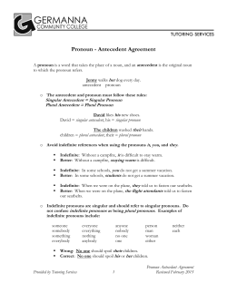 Pronoun Antecedent Agreement