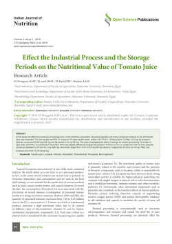 Effect the Industrial Process and the Storage Periods on the