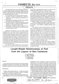 Length-weight relationships of fish from the lagoon of New Caledonia