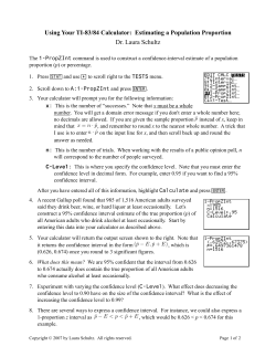 Using Your TI-83/84 Calculator: Estimating a Population Proportion