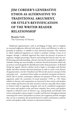 JIm CORdER`S GENERaTIVE EThOS aS alTERNaTIVE TO