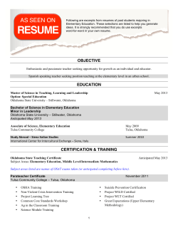 Elementary Education Excerpts - Oklahoma State University College