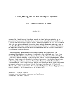 Cotton, Slavery, and the New History of Capitalism