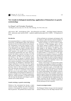 New trends in biological monitoring: application of biomarkers to