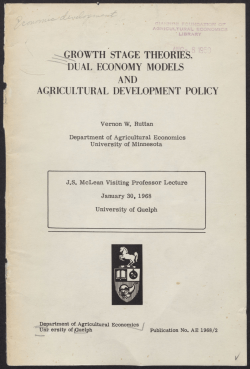 GROWTH STAGE THEORIES. DUAL ECONOMY MODELS AND