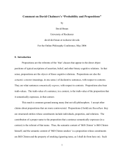 Comment on David Chalmers`s &ldquo;Probability and Propositions&rdquo;