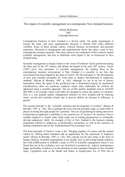 The impact of scientific management on contemporary New Zealand