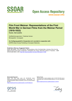 Film Front Weimar: Representations of the First World War