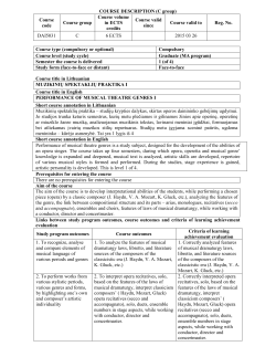 COURSE DESCRIPTION (C group) Course code Course
