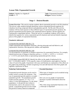Lesson Title: Exponential Growth Date: Stage 1 &ndash; Desired Results