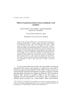 Effects of numerical surface form in arithmetic word problems