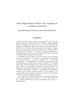 Direct Object Relative Clauses. The Acquisition