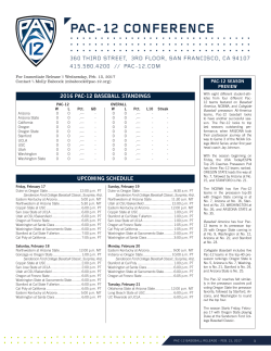 2016 PAC-12 BASEBALL STANDINGS UPCOMING SCHEDULE