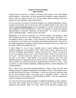 Leaders to Serve the Nation Mark 10:35