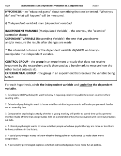 HYPOTHESIS – an “educated guess” about something that can be
