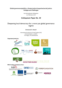 Deepening local democracy for a more just global governance regime