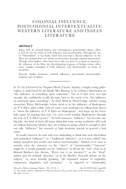 colonial influence, postcolonial intertextuality