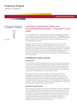 Licensing of coal/mineral trading and processing/refining activities