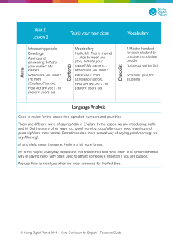 Year 2 Lesson 1 This is your new class. Vocabulary