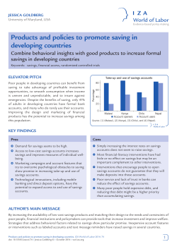 Products and policies to promote saving in developing
