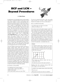HCF and LCM &ndash; Beyond procedures